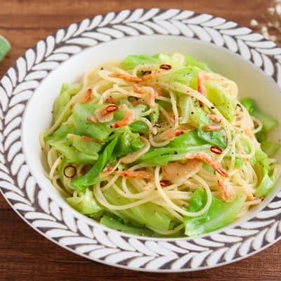 春キャベツと桜エビのペペロンチーノ 9